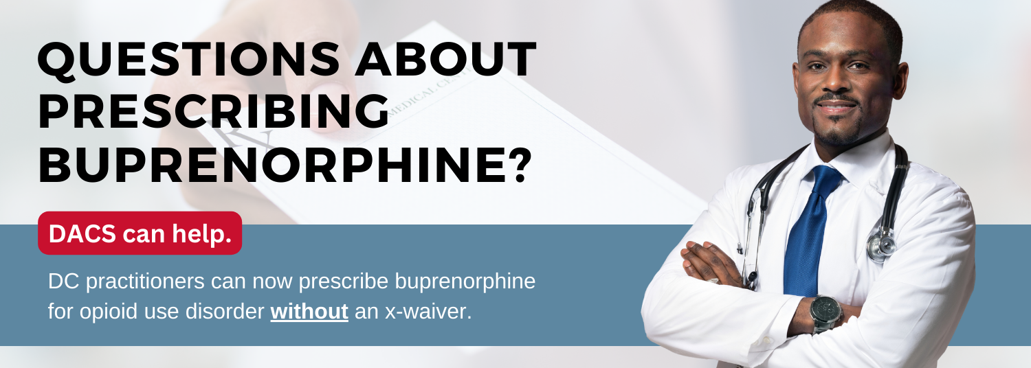image of doctor smiling with arms crossed next to text that says "questions about buprenorphine" and image of RX script 