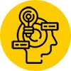 Icon of man with a light bulb brain