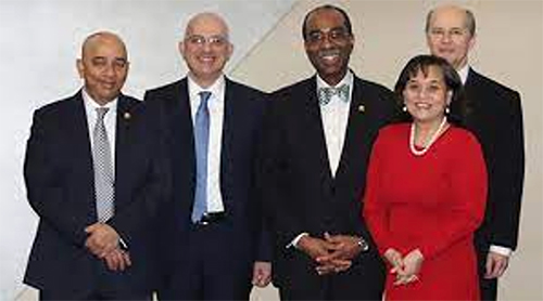 L to R) Drs. Rao Gullapalli, Elias Melhem, E. Albert Reece, Linda Chang and Thomas Ernst celebrate the inauguration of the University of Maryland School of Medicine’s Center for Advanced Imaging Research in March, 2019.