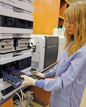 Female student working in lab
