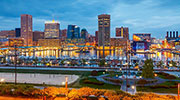 Baltimore skyline at night
