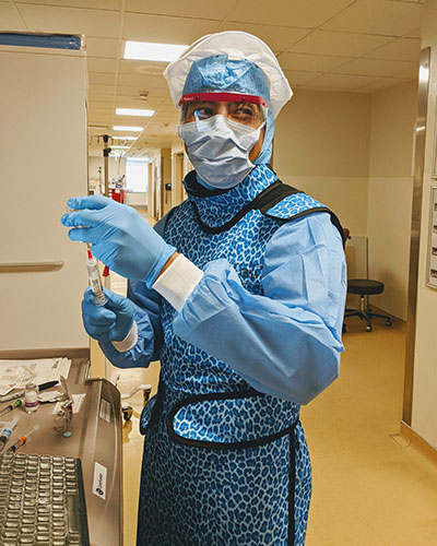 Man in protective suit