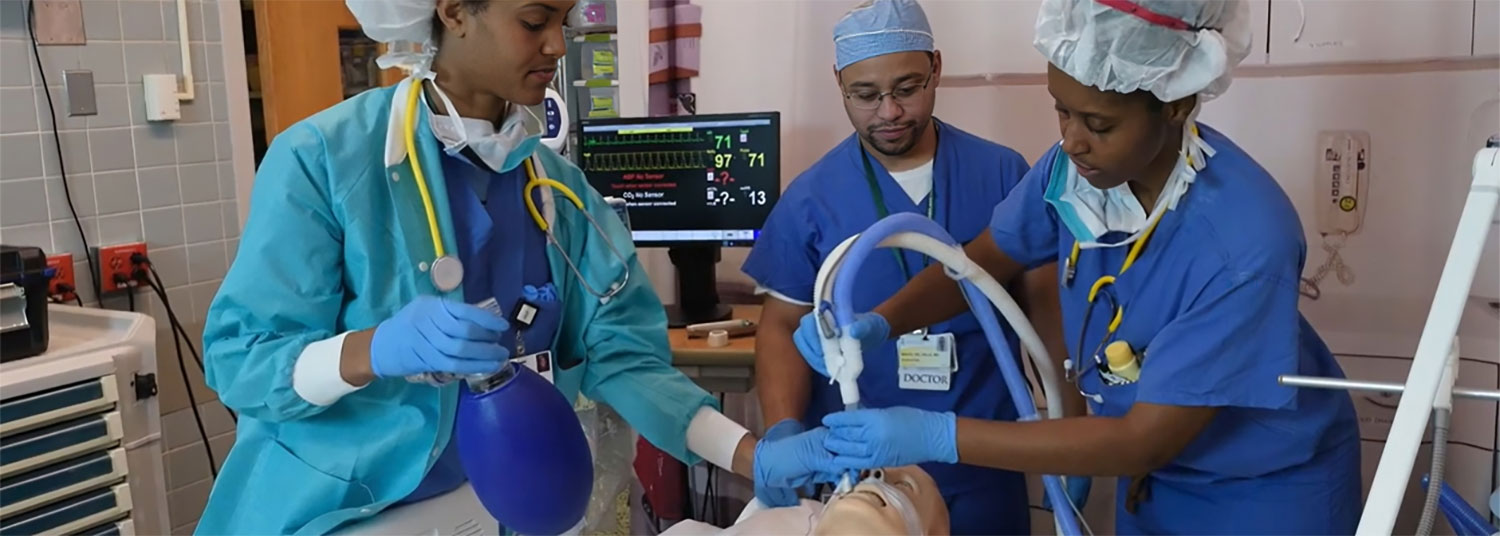 Anesthesiology residents with instructor