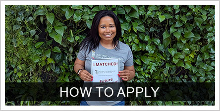 How to Apply: residency student holding sign saying I matched