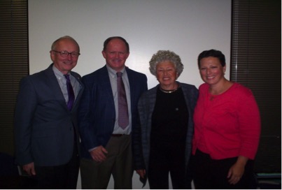 Pictured from left to right – Richard Eckert (Chair of Biochemistry and Molecular Biology), Michael DiPersio, Linda Katz (daughter of Eugene Bereston) and Sarah Katz (granddaughter of Eugene Bereston)