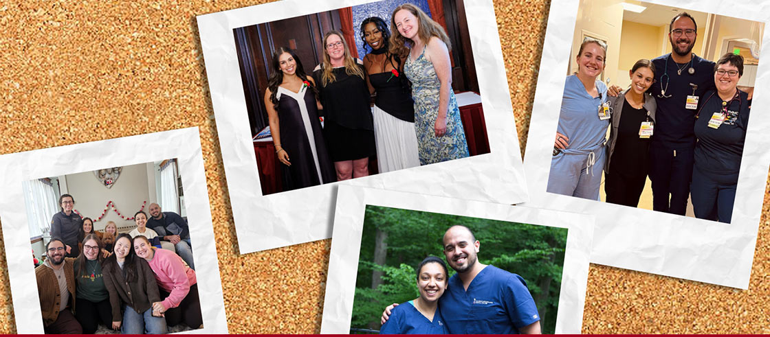 Photos of EM-Peds residents on a corkboard