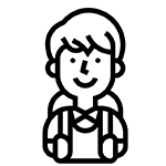 Icon of a child with a backpack on