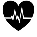 Icon of heart with ECG lines superimposed