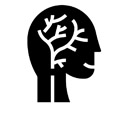 Icon of a mind with blood vessels on top