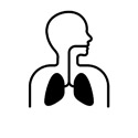 Icon demonstrating airway, with line from patient's mouth to lungs