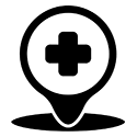 Icon of an EMS symbol (cross) within a location/geodot