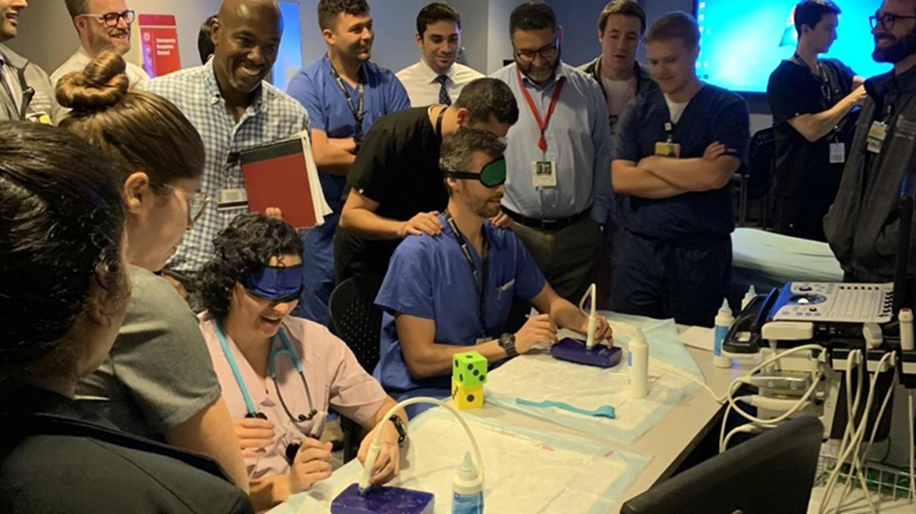 Picture pf physician learners participating in an ultrasound game