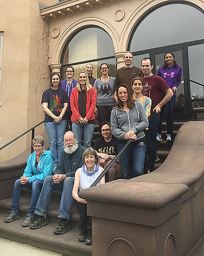 Group photo on steps