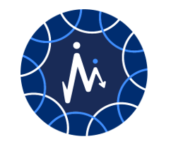 A blue circle with an icon in the center showing an arrow going downwards.