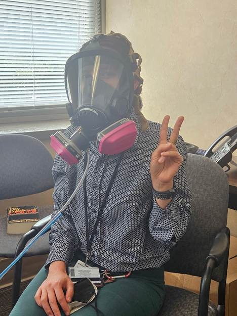 A person does respirator calibrating