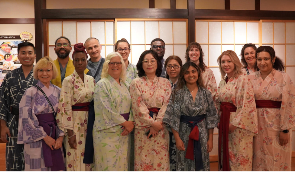 Group wearing Yukatas at Onsen in Hakone, Japan