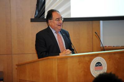 President Jay Perman speaks at Primary Care Day.