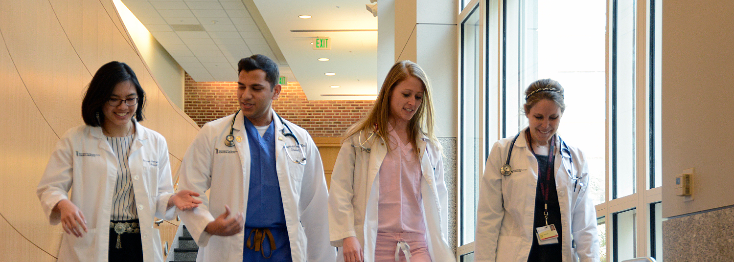 medical students walking together
