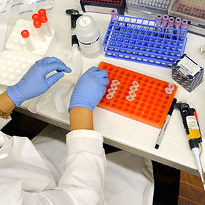 Table in a research lab