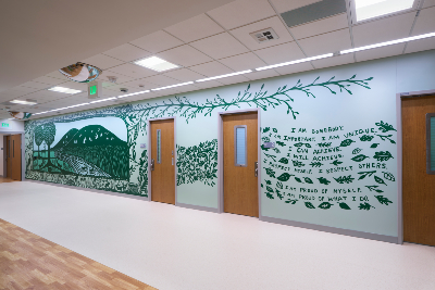 Inpatient mural with motto