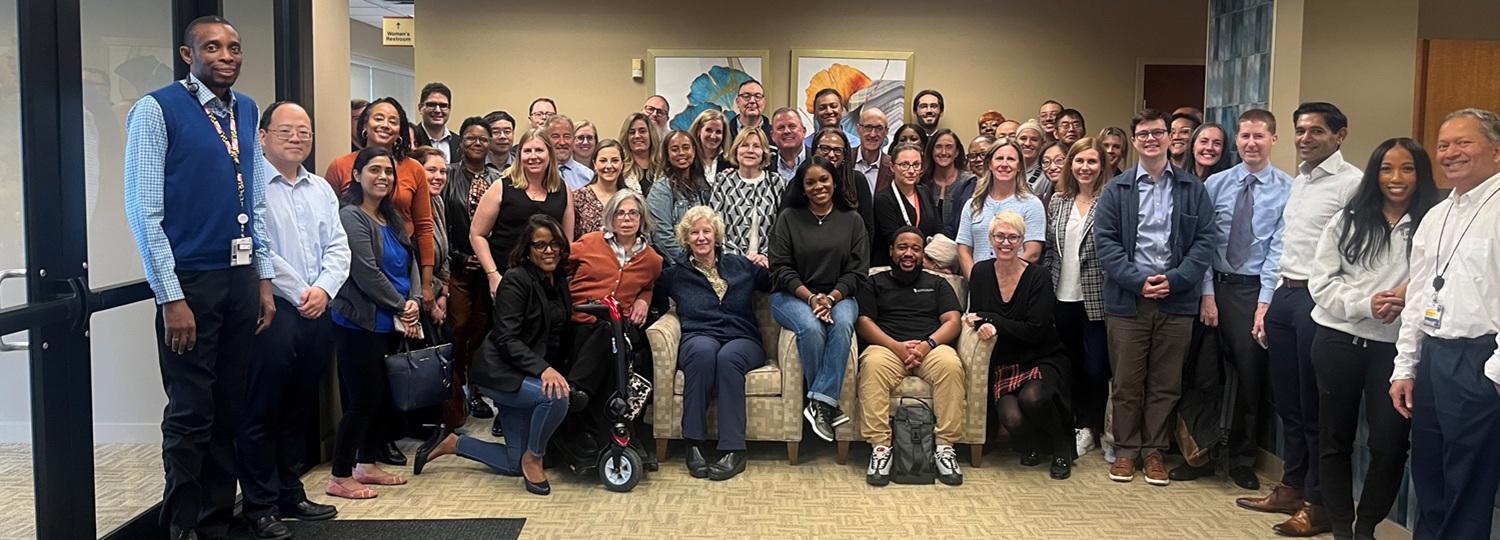 Group shot of Department of Radiation Oncology leadership at a teambuilding and training event