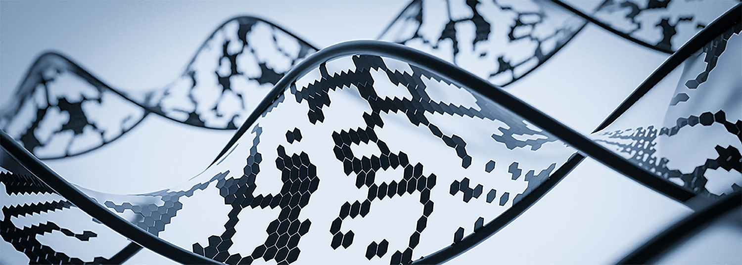 Image of human DNA strand with digital code