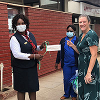 Woman handing out an award