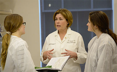 Dr. Fraser in her lab in the new Health Sciences Research Facility III