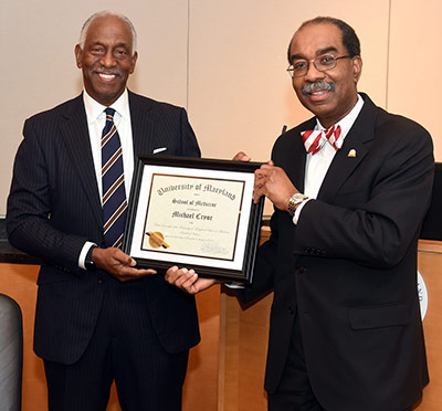 Michael E. Cryor becomes Chair Emeritus of UMSOM Board of Visitors