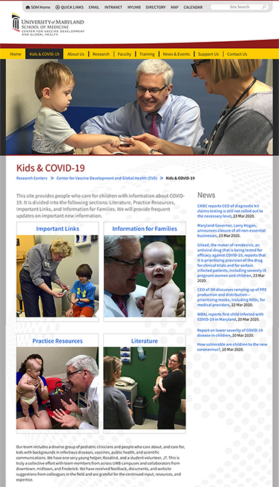 Kids & COVID-19 website