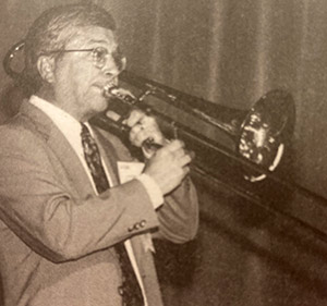 Dr. Lehman playing the trombone