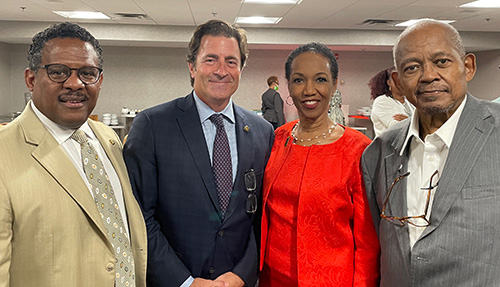 Visiting alumni in Atlanta on August 1 at the National Medical Association annual meeting: Robert M. Phillips, '82, Dean Gladwin, Willarda V. Edwards, '77, and MAA president Walker L. Robinson, '70