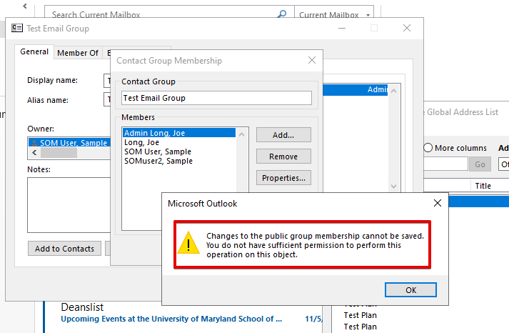 Screenshot of Outlook