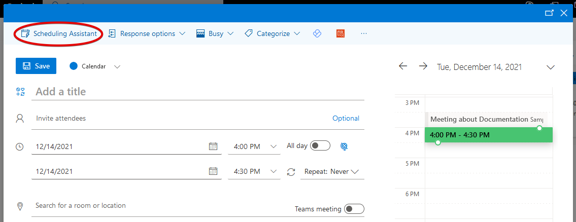 Screenshot of Outlook in a Browser