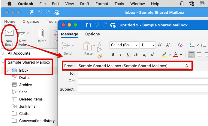 Screenshot of Outlook for Mac