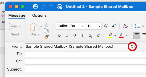 Screenshot of Outlook for Mac