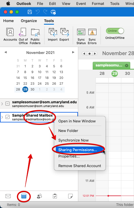 Screenshot of Outlook for Mac