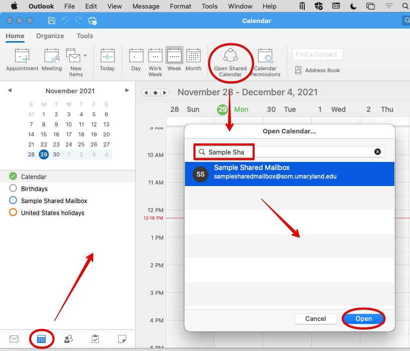 Screenshot of Outlook for Mac