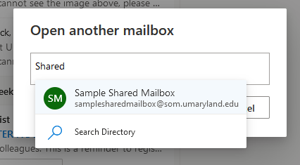 Screenshot of Outlook in a Browser