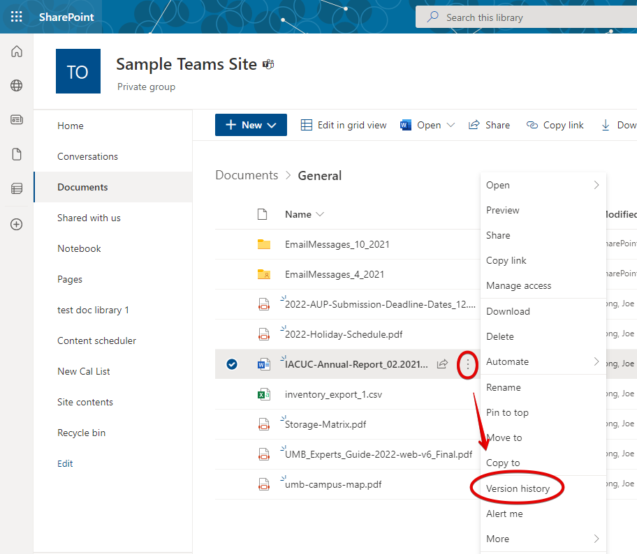 Sharepoint screenshot