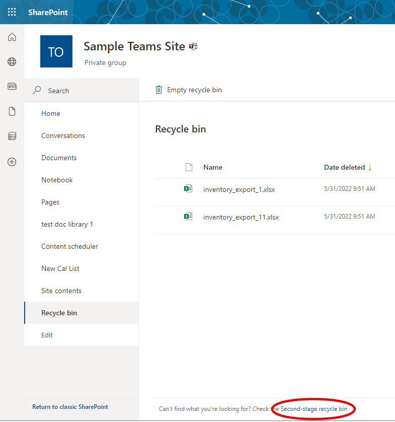 Sharepoint screenshot