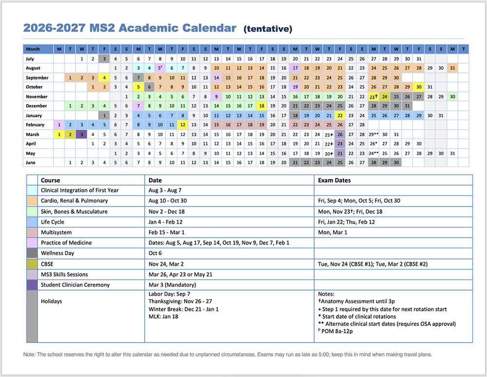 2026-2027 MS2 Academic Calendar