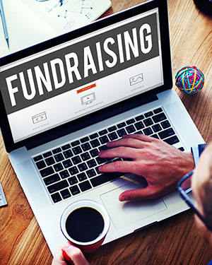 Laptop with the word Fundraising on the screen