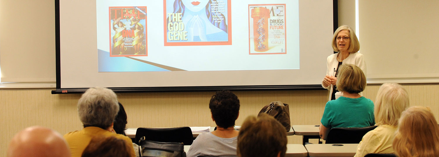 Dr. Blitzer speaking at the 2018 senior symposium